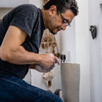 Ashraf Hanna at work in his studio 2019